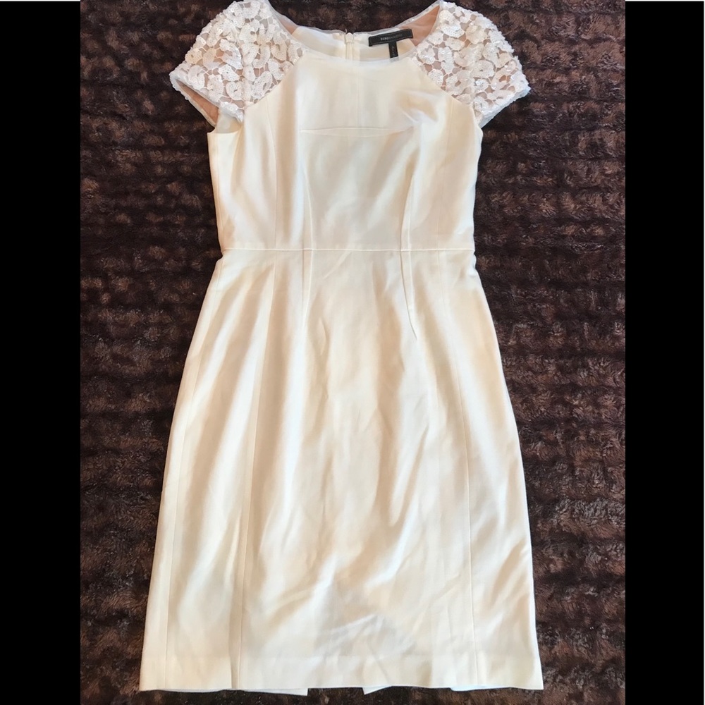 BGBGMaxAzria White Beaded and Sequined Dress